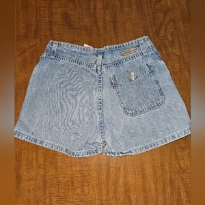 Levi's Girls Blue Denim Light Wash Stitch Shorts Sz 14 Reg Levi Strauss Red Tab